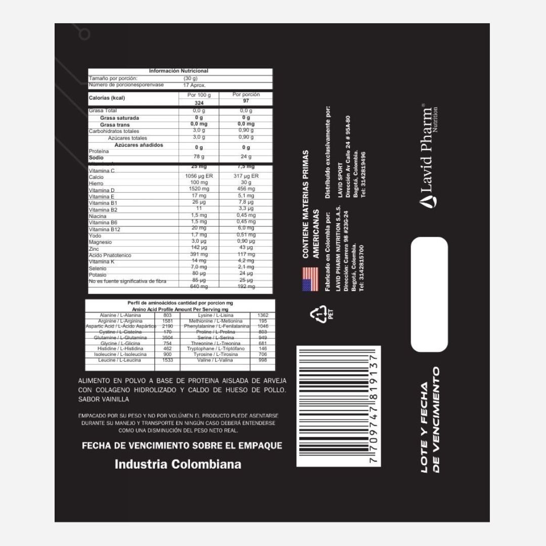 Proveg Hueso de Pollo Tabla Nutricional